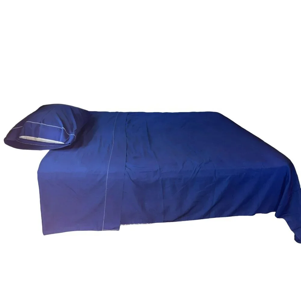 Vintage Cannon Monticello Full Flat Sheet and One Pillowcase Used Blue 2 Piece